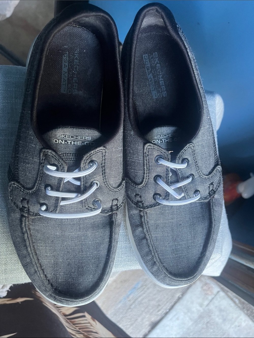 Skechers Men’s Boat Shoes in Black with White sizes 8.5